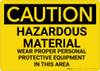 Caution: PPE Hazardous Material Wear PPE in This Area - Wall Sign Caution: PPE Hazardous Material Wear PPE in This Area - Wall Sign
