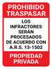 Prohibido Traspasar Propiedad Privada Vertical de Arizona - Wall Sign