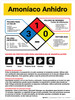 Peligros de Amoníaco Anhidro con Diamante NFPA Vertical - Wall Sign Peligros de Amoníaco Anhidro con Diamante NFPA Vertical - Wall Sign