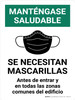 Manténgase Saludable - Se Requieren Mascarillas Antes de Entrar con Icono - Wall Sign Manténgase Saludable - Se Requieren Mascarillas Antes de Entrar con Icono - Wall Sign