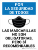 Para la Seguridad de Todos las Mascarillas No son Obligatorias pero Sí Recomendables - Wall Sign