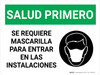 Salud Primero - Se Requiere Mascarilla para Entrar en las Instalaciones con Icono Horizontal - Wall Sign