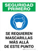 Seguridad Primero - Más Allá de este Punto se Requieren Mascarillas con Icono Vertical - Wall Sign