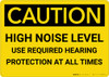 Caution: PPE High Noise Level Use Required Hearing Protection - Wall Sign Caution: PPE High Noise Level Use Required Hearing Protection - Wall Sign