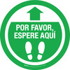 Por Favor, Espere Aquí - Verde Circular - Floor Sign