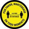 Por Favor, Manténgase a 6 Pies de Distancia en Todo Momento con el Borde Negro del Icono - Circular - Floor Sign Por Favor, Manténgase a 6 Pies de Distancia en Todo Momento con el Borde Negro del Icono - Circular - Floor Sign