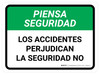 Piensa Seguridad - Los Accidentes Perjudican La Seguridad Rectangular - Floor Sign Piensa Seguridad - Los Accidentes Perjudican La Seguridad Rectangular - Floor Sign