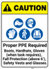 Caution: Proper PPE Required ANSI - Wall Sign Caution: Proper PPE Required ANSI - Wall Sign