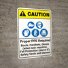 Caution: Proper PPE Required ANSI - Wall Sign Caution: Proper PPE Required ANSI - Wall Sign