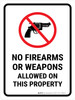 No Firearms Or Weapons Allowed on This Property Portrait - Wall Sign