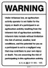 Warning: Arkansas Agritourism Liability AR - Wall Sign