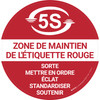5S Rouge Étiquette de Zone d'attente De-Chaussée Signe