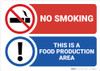 Warning: No smoking Food Production Area - Wall Sign Warning: No smoking Food Production Area - Wall Sign