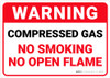 Warning: Compressed Gas No Smoking Open Flame - Wall Sign Warning: Compressed Gas No Smoking Open Flame - Wall Sign