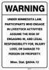 Warning: Minnesota Equine Liability MN - Wall Sign