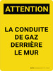 Attention: La Conduite De Gaz Derrière Le Mur (Caution: Gas Line Behind Wall) French Portrait - Wall Sign