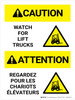 Attention: Les Chariots Élévateurs (Caution: Lift Trucks Bilingual) French Portrait - Wall Sign