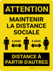 Attention: Maintenir la Distance Sociale - 6 pieds de Distance à Partir d'Autres (Caution: Maintain Social Distancing - 6 ft Distance From Others) French Portrait - Wall Sign Attention: Maintenir la Distance Sociale - 6 pieds de Distance à Partir d'Autres (Caution: Maintain Social Distancing - 6 ft Distance From Others) French Portrait - Wall Sign