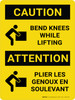 Attention: Plier Les Genoux En Soulevant (Caution: Bend Knees Lifting Bilingual) French Portrait - Wall Sign Attention: Plier Les Genoux En Soulevant (Caution: Bend Knees Lifting Bilingual) French Portrait - Wall Sign