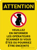 Attention: Veuillez en Aviser le Scanner de l'Opérateur en cas de Grossesse (Caution: Please Notify Scanner Operator if Pregnant) French Portrait - Wall Sign