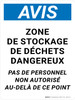 Notice: Déchets Dangereux De La Zone De Stockage Non Autorisé De Personnel (Notice: Hazardous Waste Storage Area No Unauthorized Personnel) French Portrait - Wall Sign