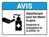 Notice: Désinfectant pour les Mains de la Station de Prévenir COVID-19 (Notice: Hand Sanitizer Station Prevent COVID-19 ANSI) French Landscape - Wall Sign