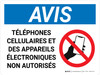 Notice: les Téléphones Cellulaires et de l'Électronique Non Autorisée (Notice: Cell Phones and Electronics Not Permitted) French Landscape - Wall Sign Notice: les Téléphones Cellulaires et de l'Électronique Non Autorisée (Notice: Cell Phones and Electronics Not Permitted) French Landscape - Wall Sign