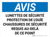 Notice: Lunettes De Sécurité Protection De L'Ouïe De Chaussures (Notice: Safety Glasses Hearing Protection Shoes Required) French Landscape - Wall Sign
