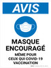 Notice: Masque Encouragé, Même Pour Ceux Avec Covid-19 Vaccination (Notice: Face Mask Encouraged Even For Those With Covid-19 Vaccination) French Portrait - Wall Sign