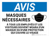 Notice: Masques Nécessaire - Employess et les Visiteurs Doivent Porter Masque (Notice: Face Masks Required - All Employess and Visitors Must Wear Face Mask) French Landscape - Wall Sign