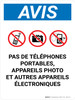 Notice: Pas de Téléphones portables, appareils photo et Autres Appareils Électroniques (Notice: No Phones, Cameras or Other Electronic Devices) French Portrait - Wall Sign
