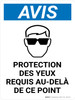 Notice: Protection Des Yeux Requis Au-Delà De Ce Point (Notice: Eye Protection Required Beyond This Point) French Portrait - Wall Sign