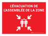 L'Evacuation Assemblée de la Zone (Evacuation Assembly Area) Landscape French - Wall Sign