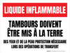 Liquide Inflammable Tambours Doivent Être Mis À La Terre (Flammable Liquid Drums Must Be Grounded) Landscape French - Wall Sign