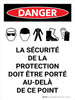 Danger: EPI de Protection de Sécurité (Danger: PPE Safety Protection) Portrait French - Wall Sign