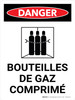 Danger: Les Bouteilles De Gaz Comprimé (Danger: Compressed Gas Cylinders) Portrait French - Wall Sign