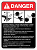 Danger: Machine à Couper les lignes Directrices de la norme (Danger: Cutting Machine Guidelines ANSI) Portrait French - Wall Sign