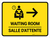 Salle D'Attente Avec Le Bouton Droit De La Flèche Jaune (Waiting Room With Right Arrow Yellow Bilingual) Landscape French - Wall Sign