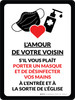 L'Amour De Votre Prochain, S'Il Vous Plaît Porter Un Masque Et De Désinfecter Vos Mains (Love Your Neighbor - Please Wear A Mask And Sanitize Your Hands) Portrait French - Wall Sign L'Amour De Votre Prochain, S'Il Vous Plaît Porter Un Masque Et De Désinfecter Vos Mains (Love Your Neighbor - Please Wear A Mask And Sanitize Your Hands) Portrait French - Wall Sign