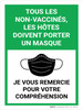 Tous Les Non-Vaccinés, Les Hôtes Doivent Porter Un Masque, Je Vous Remercie Pour La Compréhension (All Unvaccinated Guests Must Wear A Mask - Thank You For Your Understanding with Mask) Portrait French - Wall Sign Tous Les Non-Vaccinés, Les Hôtes Doivent Porter Un Masque, Je Vous Remercie Pour La Compréhension (All Unvaccinated Guests Must Wear A Mask - Thank You For Your Understanding with Mask) Portrait French - Wall Sign