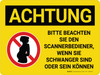 Achtung - Bitte beachten Sie den Scanner-Bediener wenn schwanger (Caution - Please Notify Scanner Operator if Pregnant) Landscape German - Wall Sign