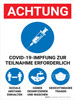 Achtung - Covid-19-Impfung erforderlich zur Teilnahme (Attention - Covid-19 Vaccination Required To Enter) Portrait German - Wall Sign Achtung - Covid-19-Impfung erforderlich zur Teilnahme (Attention - Covid-19 Vaccination Required To Enter) Portrait German - Wall Sign