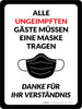 Alle ungeimpften Gäste müssen eine Maske tragen (All Unvaccinated Guests Must Wear A Mask) German - Wall Sign