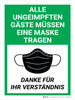 Alle ungeimpften Gäste müssen eine Maske tragen (All Unvaccinated Guests Must Wear A Mask) German - Wall Sing