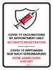 Covid-19-Impfungen nur nach Vereinbarung Keine Registrierung vor Ort (Covid-19 Vaccinations By Appointment Only No Onsite Registration) Portrait Bilingual German - Wall Sign Covid-19-Impfungen nur nach Vereinbarung Keine Registrierung vor Ort (Covid-19 Vaccinations By Appointment Only No Onsite Registration) Portrait Bilingual German - Wall Sign