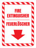 Feuerlöscher Pfeil nach unten (Fire Extinguisher Arrow Down) Bilingual German - Wall Sign Feuerlöscher Pfeil nach unten (Fire Extinguisher Arrow Down) Bilingual German - Wall Sign