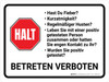 HALT - Betreten Verboten COVID-19-Screening-Fragen (Stop - Do Not Enter COVID-19 Screening Questions) Landscape German - Wall Sign HALT - Betreten Verboten COVID-19-Screening-Fragen (Stop - Do Not Enter COVID-19 Screening Questions) Landscape German - Wall Sign