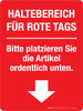 HALTEBEREICH FÜR ROTE TAGS (Red Tag Holding Area) German - Wall Sign HALTEBEREICH FÜR ROTE TAGS (Red Tag Holding Area) German - Wall Sign