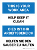 Haushalt - Sauber Arbeitsbereich (Housekeeping - Clean Work Area) Bilingual German - Wall Sign