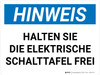 Hinweis - Halten Sie die Schalttafel frei (Notice - Keep Electrical Panel Clear) Landscape German - Wall Sign